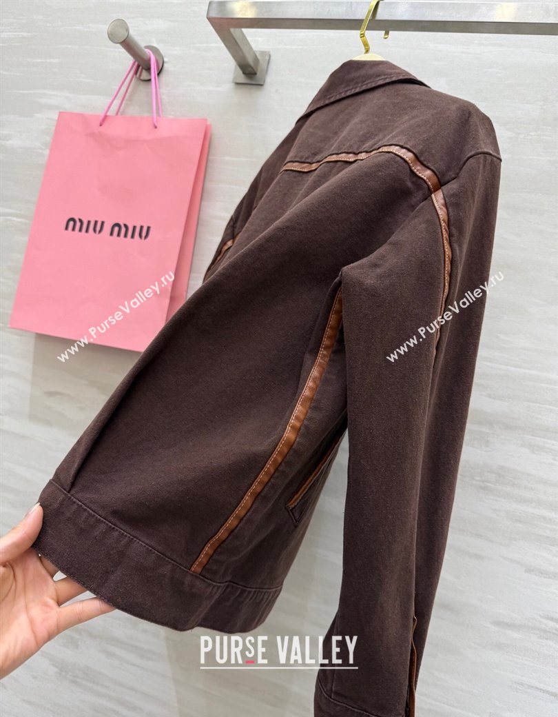 Miu Miu Denim and Lambskin Jacket Coco Brown 2025 0814 (QI-250903013)