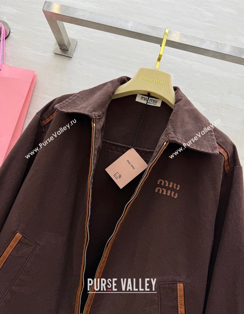 Miu Miu Denim and Lambskin Jacket Coco Brown 2025 0814 (QI-250903013)