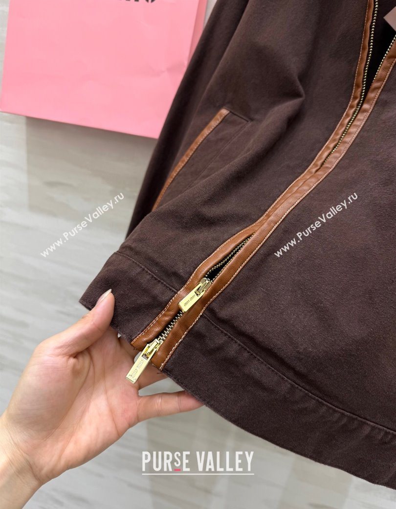 Miu Miu Denim and Lambskin Jacket Coco Brown 2025 0814 (QI-250903013)