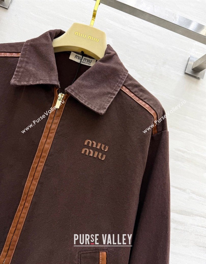 Miu Miu Denim and Lambskin Jacket Coco Brown 2025 0814 (QI-250903013)