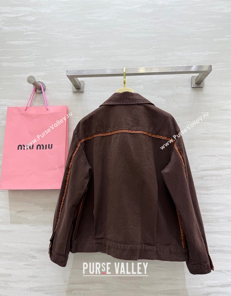 Miu Miu Denim and Lambskin Jacket Coco Brown 2025 0814 (QI-250903013)