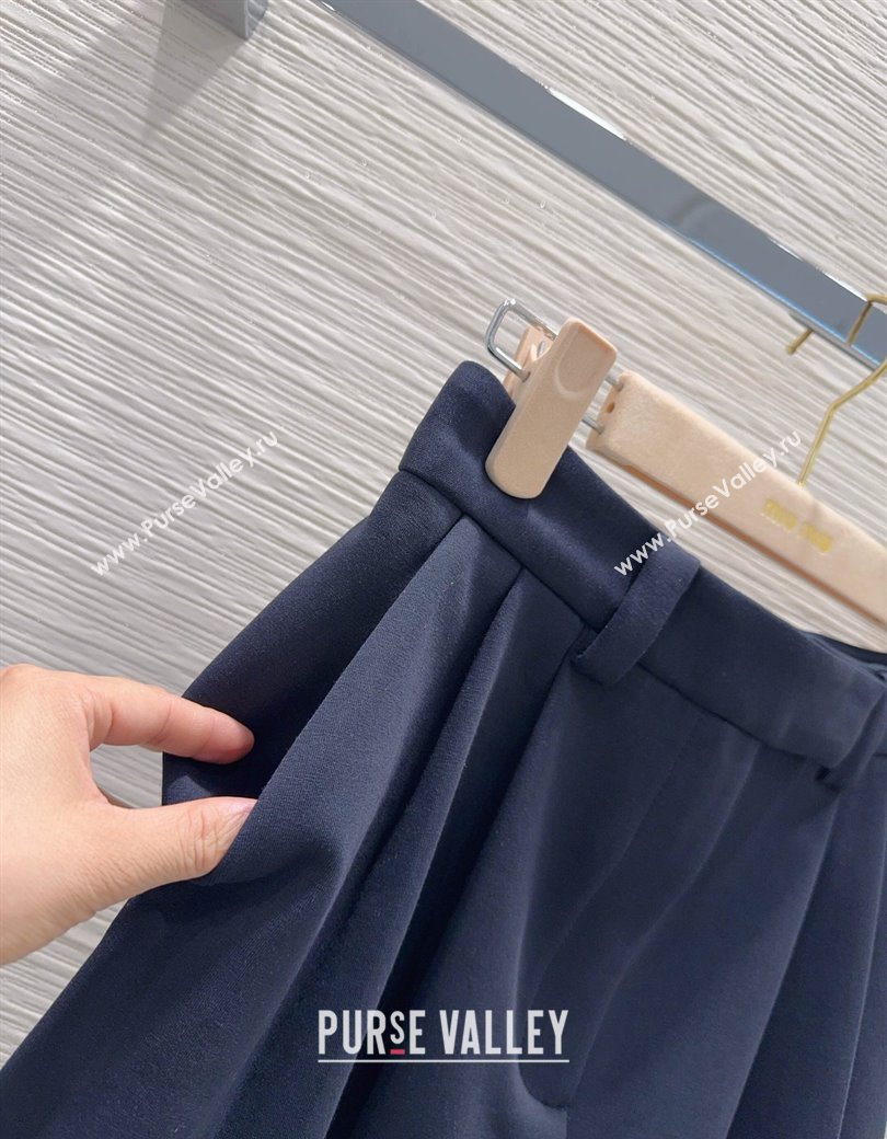 Miu Miu Jacket and Mini Skirt Set with Plaid Trim Blue 2025 MIU0903023 (QI-250903026)