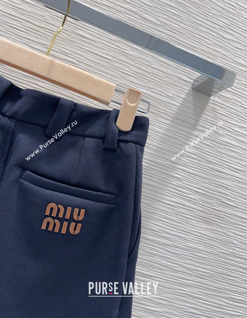Miu Miu Jacket and Mini Skirt Set with Plaid Trim Blue 2025 MIU0903023 (QI-250903026)