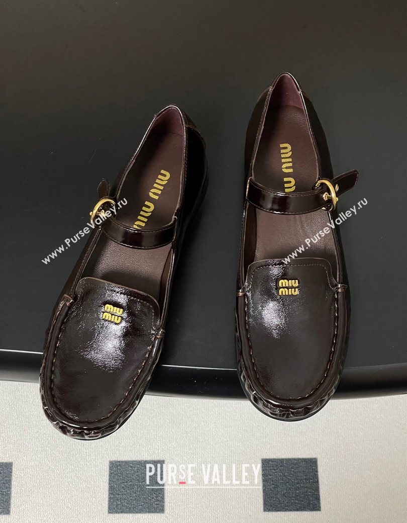 Miu Miu Leather Loafers with Strap Brown 2025 5D563E (MD-251208012)