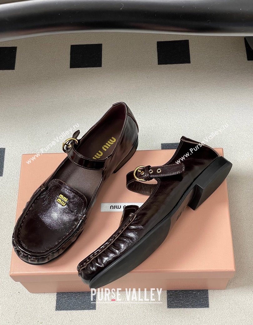 Miu Miu Leather Loafers with Strap Brown 2025 5D563E (MD-251208012)