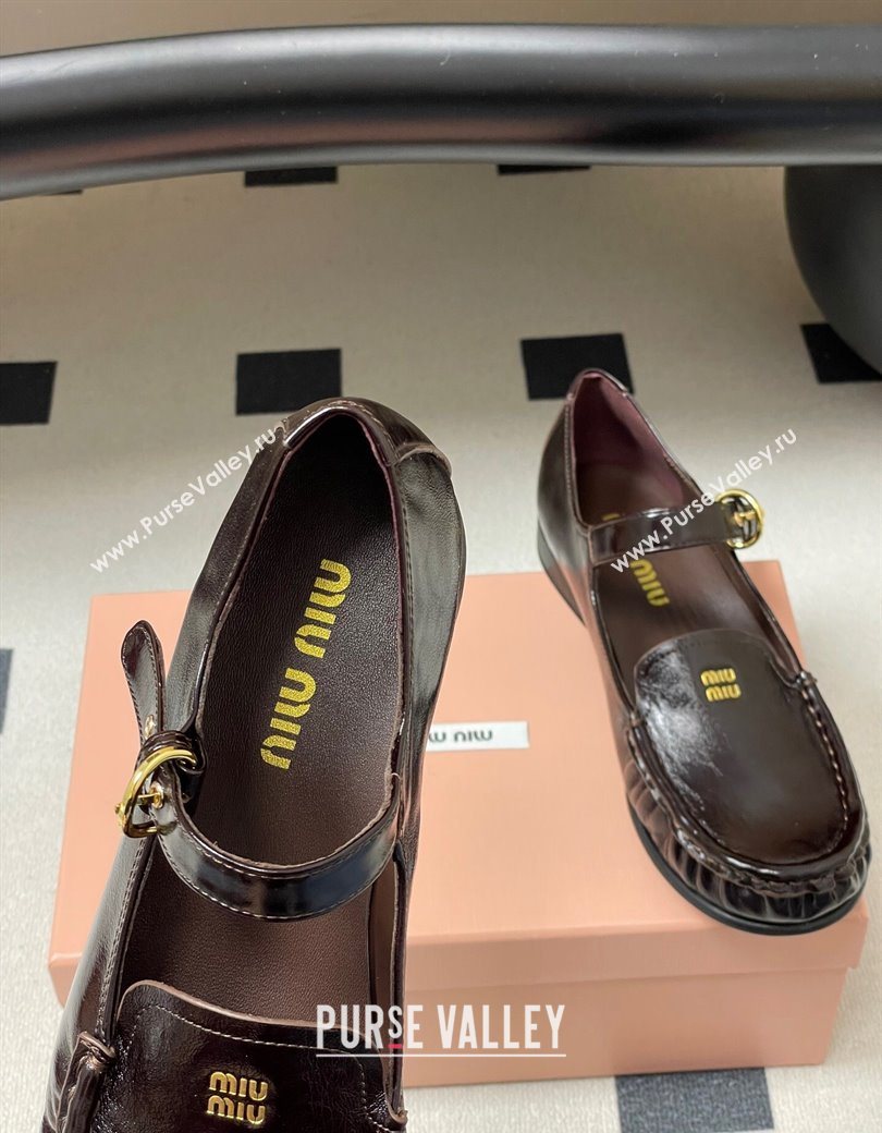 Miu Miu Leather Loafers with Strap Brown 2025 5D563E (MD-251208012)
