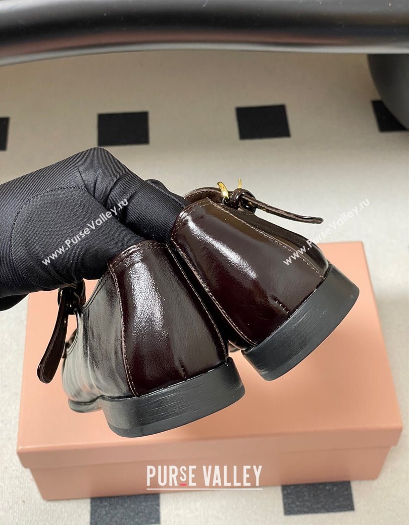 Miu Miu Leather Loafers with Strap Brown 2025 5D563E (MD-251208012)