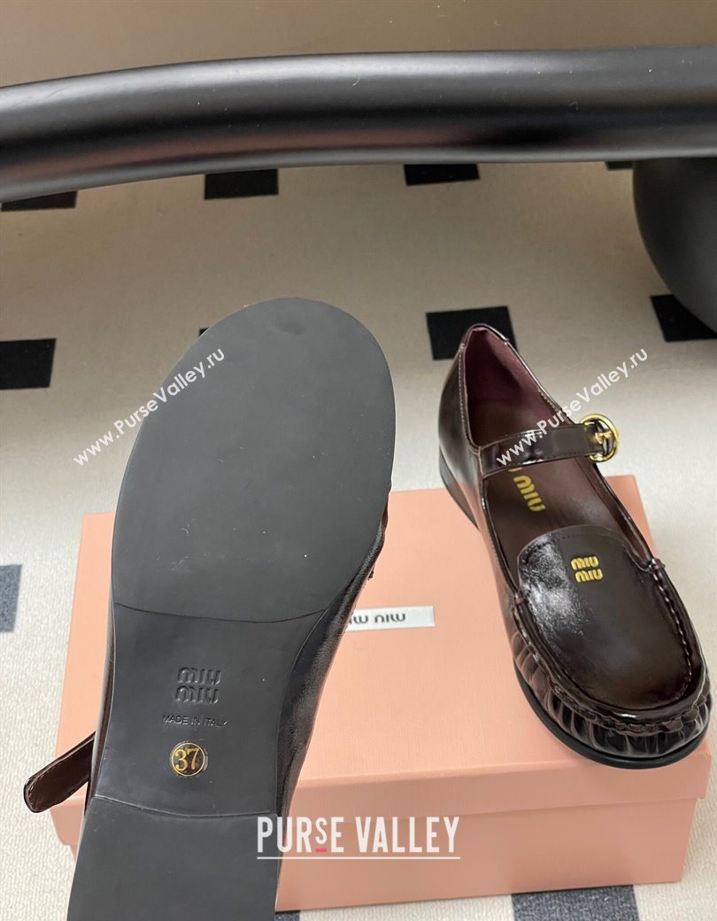 Miu Miu Leather Loafers with Strap Brown 2025 5D563E (MD-251208012)