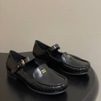 Miu Miu Leather Loafers with Strap Black 2025 5D563E (MD-251208011)