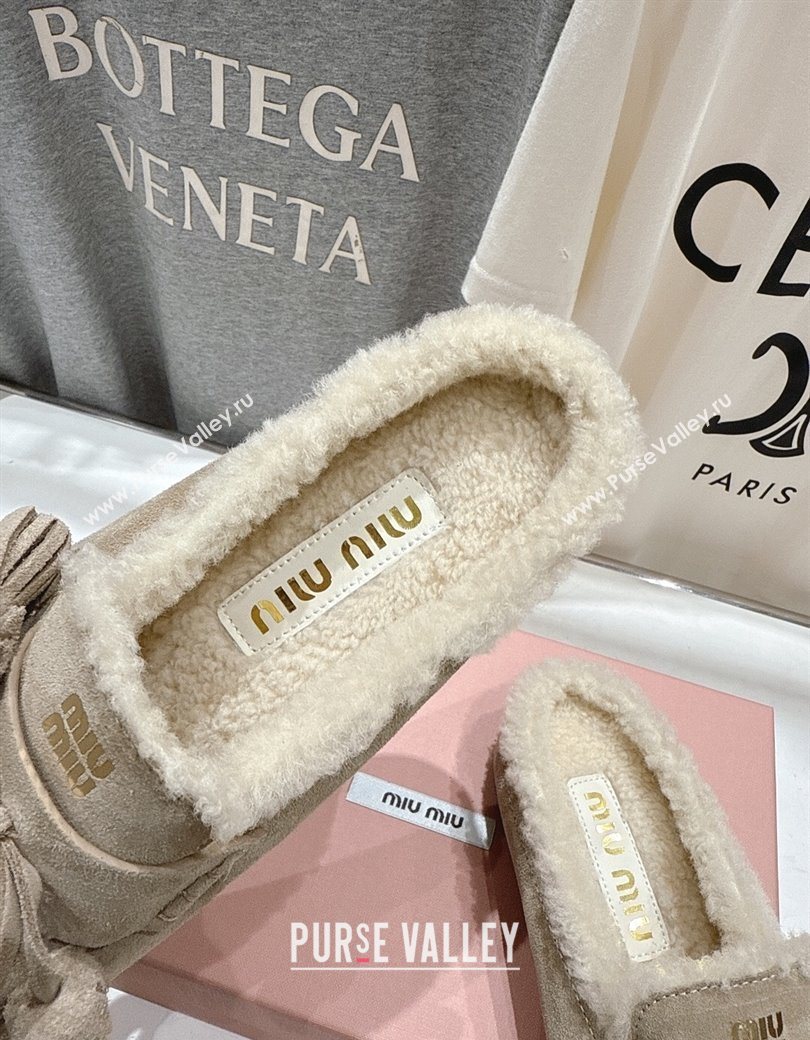 Miu Miu Tassel Suede and Wool Mules Beige 2025 MM120801 (MD-251208013)