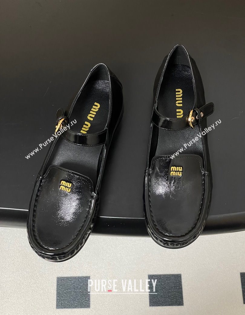 Miu Miu Leather Loafers with Strap Black 2025 5D563E (MD-251208011)
