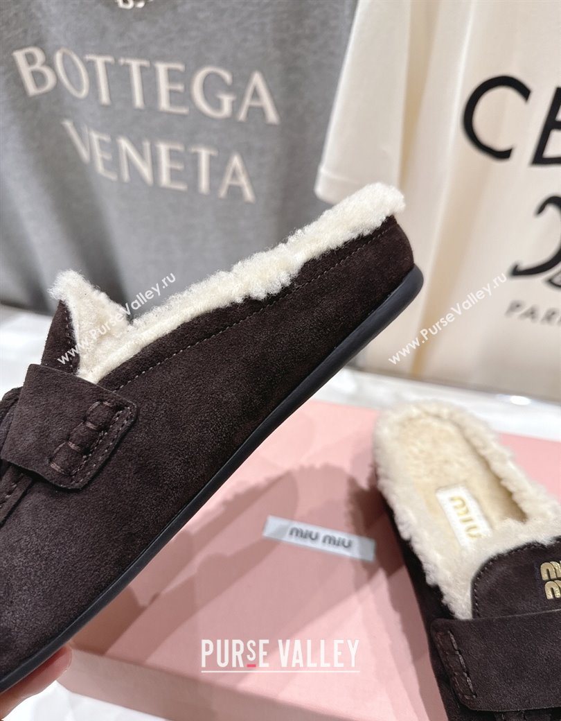Miu Miu Tassel Suede and Wool Mules Briarwood Brown 2025 MM120801 (MD-251208014)