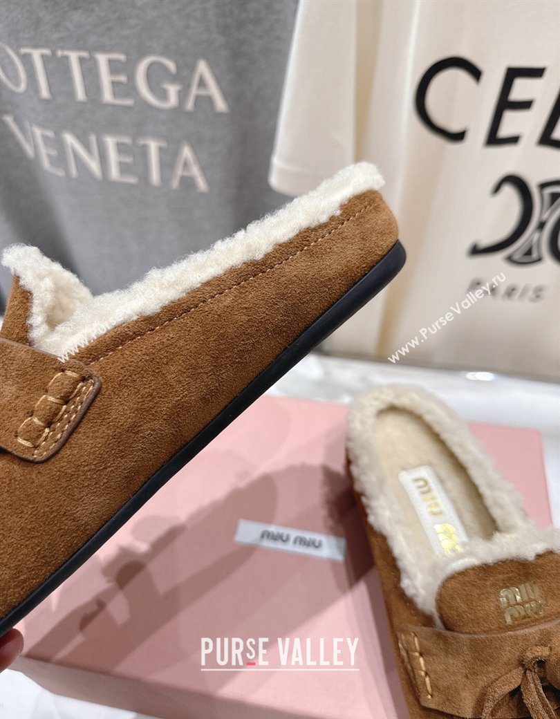 Miu Miu Tassel Suede and Wool Mules Cinnamon Brown 2025 MM120801 (MD-251208015)