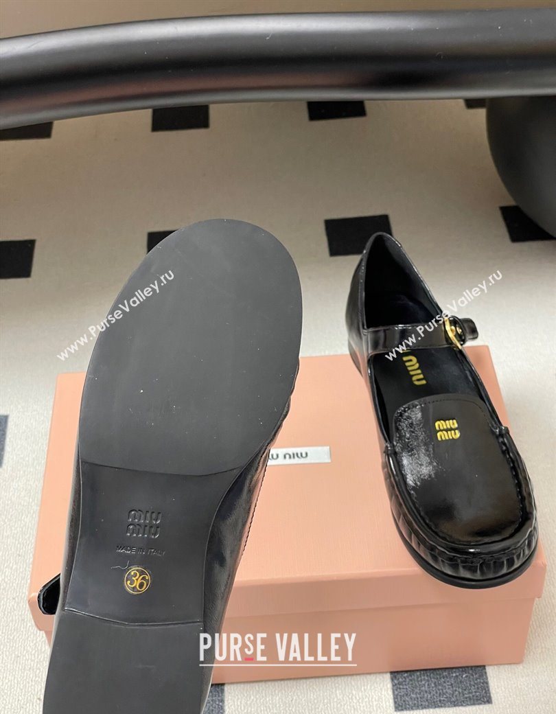 Miu Miu Leather Loafers with Strap Black 2025 5D563E (MD-251208011)