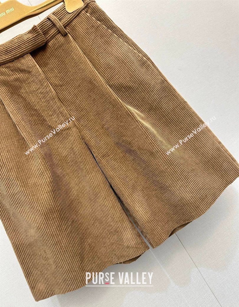 Miu Miu Corduroy Jacket and Shorts Set Brown 2025 MM122505 (QI-251225010)