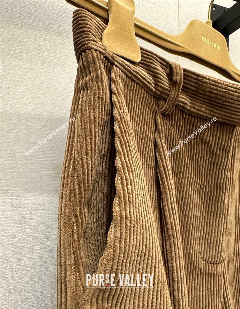 Miu Miu Corduroy Jacket and Shorts Set Brown 2025 MM122505 (QI-251225010)