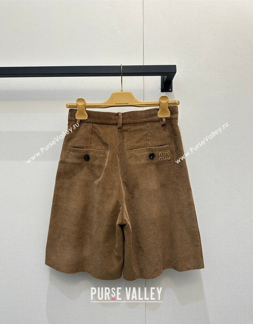 Miu Miu Corduroy Jacket and Shorts Set Brown 2025 MM122505 (QI-251225010)