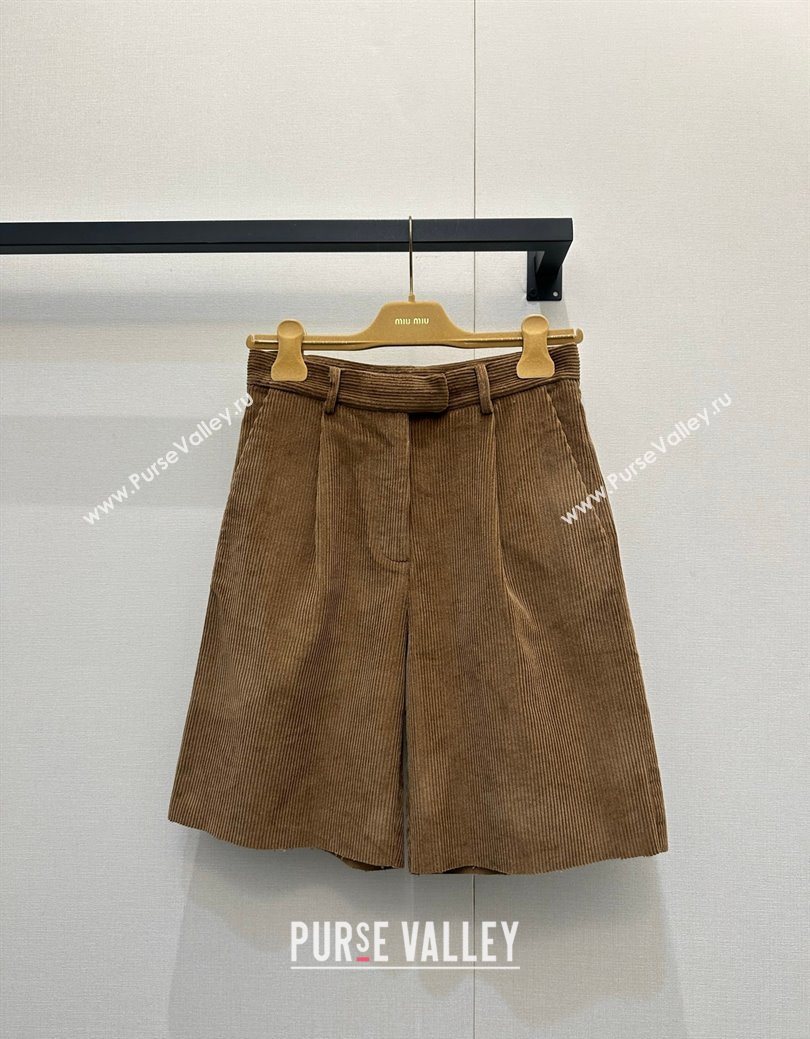Miu Miu Corduroy Jacket and Shorts Set Brown 2025 MM122505 (QI-251225010)
