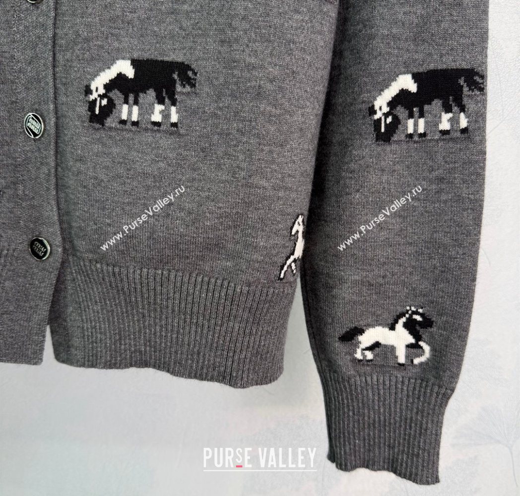 Miu Miu Embroidered Cardigan Grey 2025 MM122514 (QI-251225031)