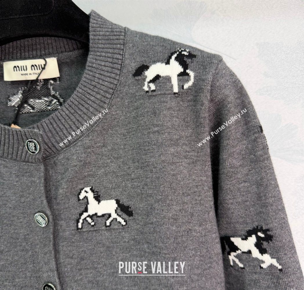 Miu Miu Embroidered Cardigan Grey 2025 MM122514 (QI-251225031)