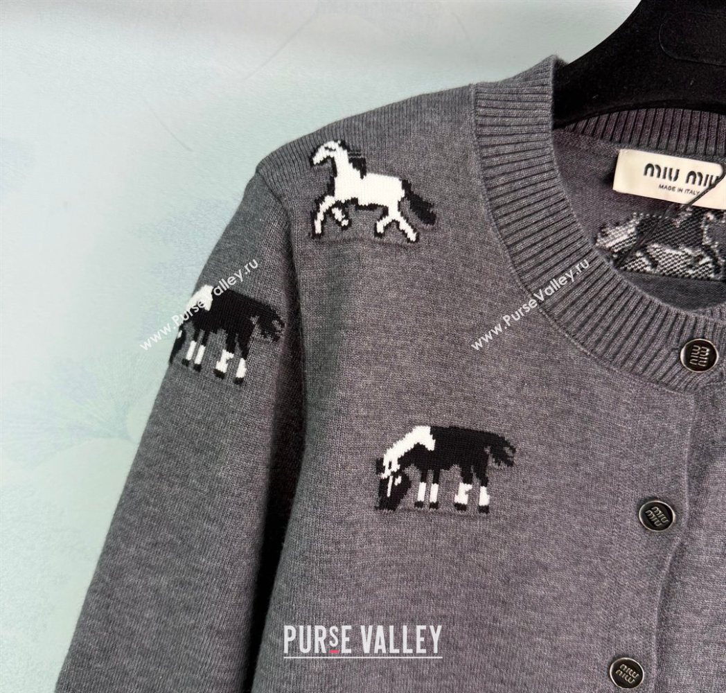 Miu Miu Embroidered Cardigan Grey 2025 MM122514 (QI-251225031)