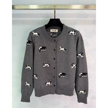 Miu Miu Embroidered Cardigan Grey 2025 MM122514 (QI-251225031)