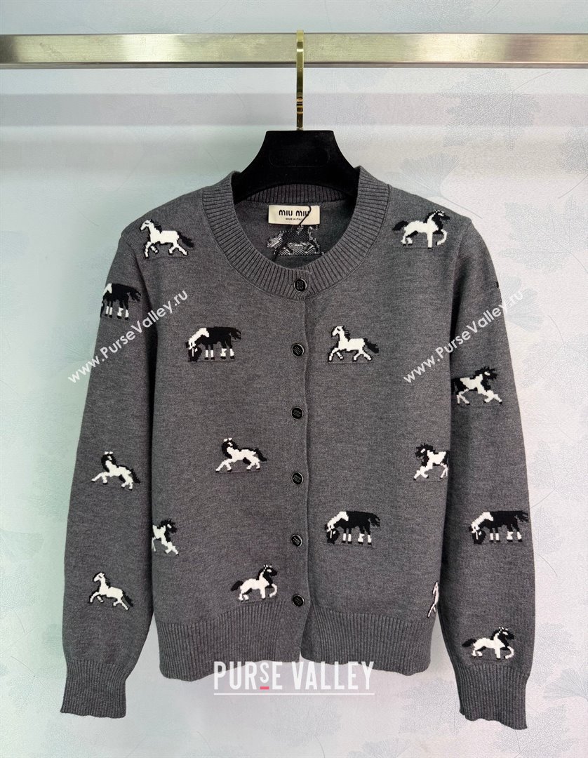 Miu Miu Embroidered Cardigan Grey 2025 MM122514 (QI-251225031)