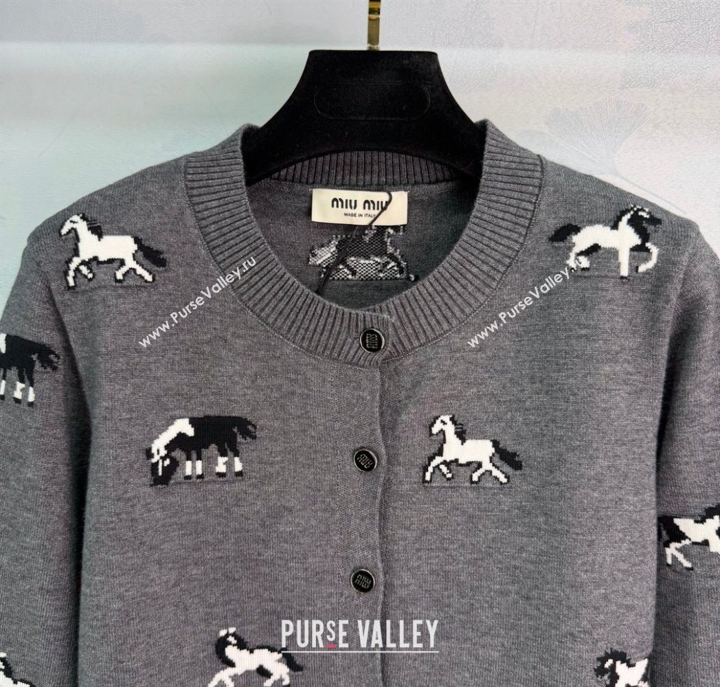 Miu Miu Embroidered Cardigan Grey 2025 MM122514 (QI-251225031)