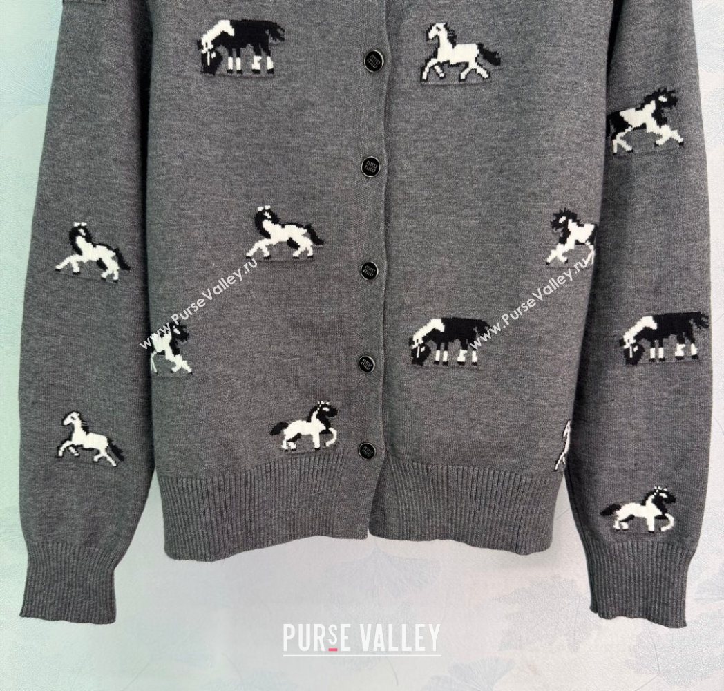 Miu Miu Embroidered Cardigan Grey 2025 MM122514 (QI-251225031)