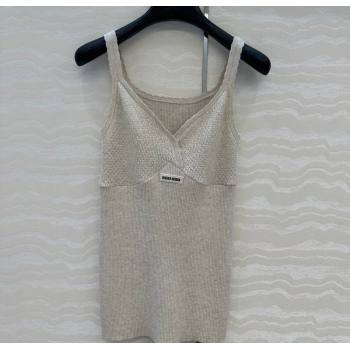 Miu Miu Cotton Knit Long Vest Grey 2026 MM031007 (QI-260310029)