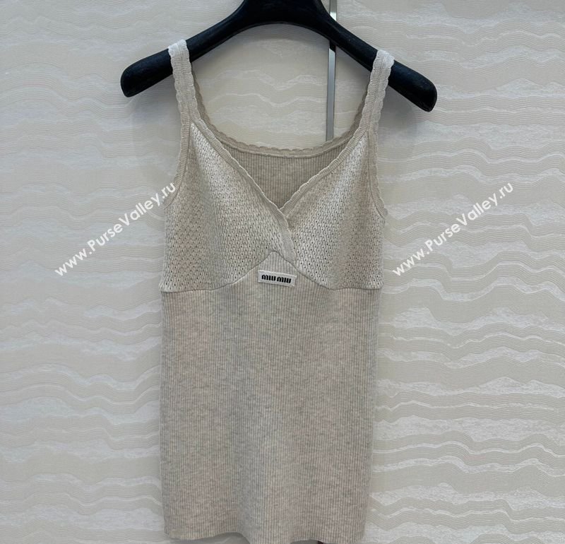 Miu Miu Cotton Knit Long Vest Grey 2026 MM031007 (QI-260310029)