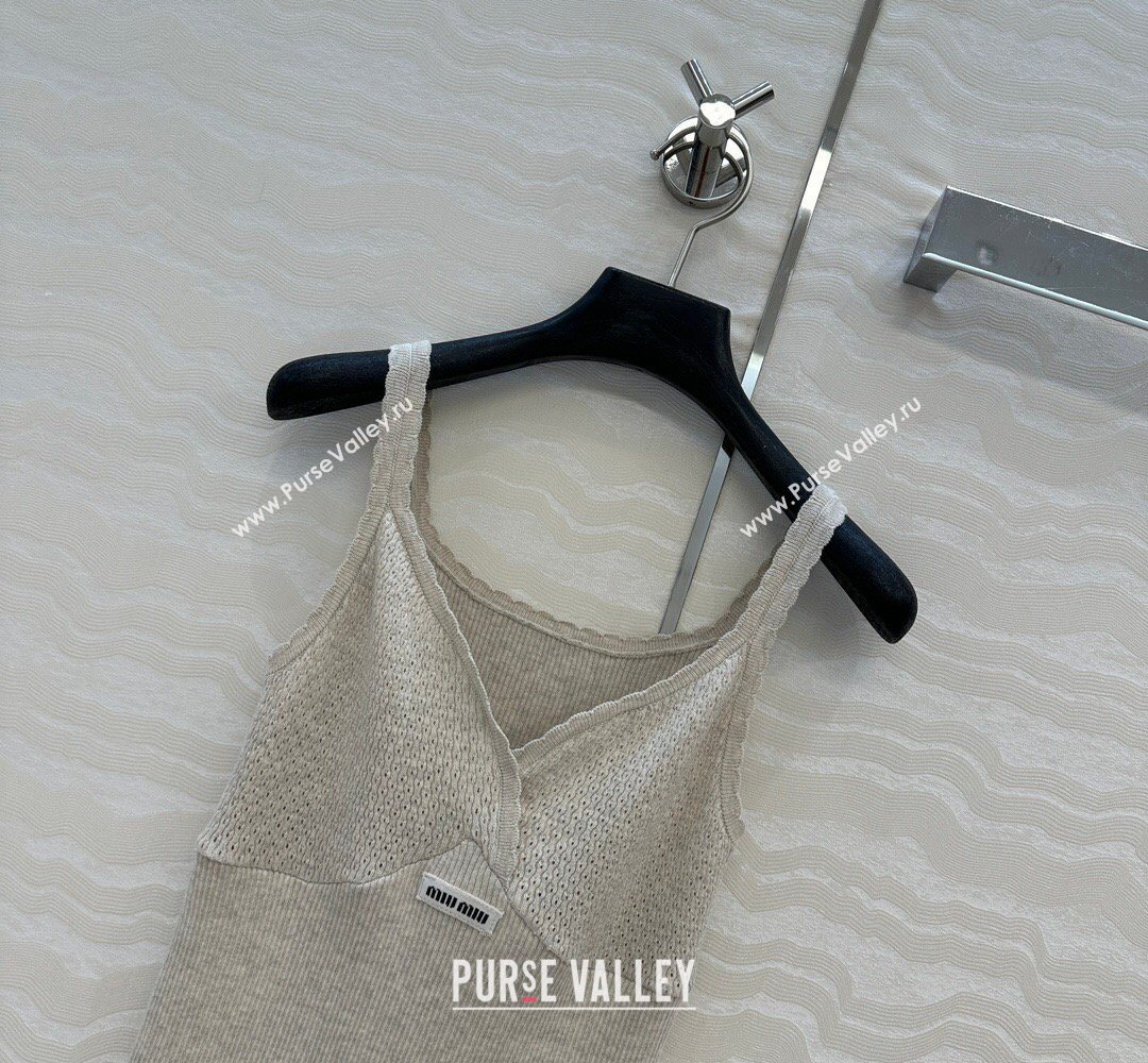 Miu Miu Cotton Knit Long Vest Grey 2026 MM031007 (QI-260310029)