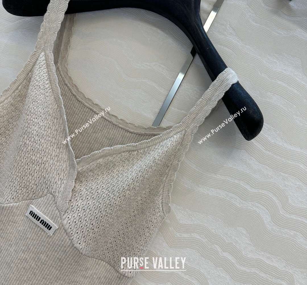 Miu Miu Cotton Knit Long Vest Grey 2026 MM031007 (QI-260310029)