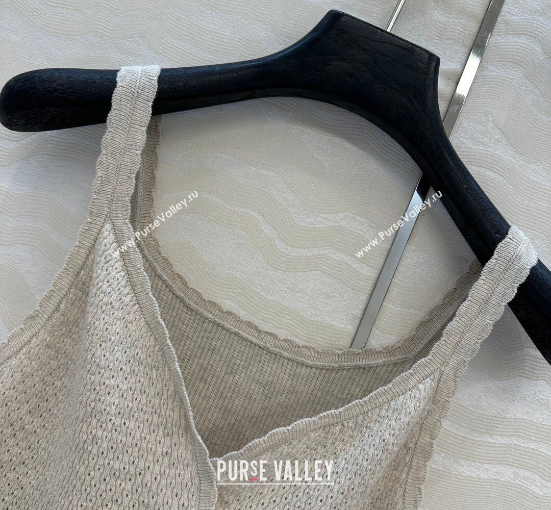 Miu Miu Cotton Knit Long Vest Grey 2026 MM031007 (QI-260310029)