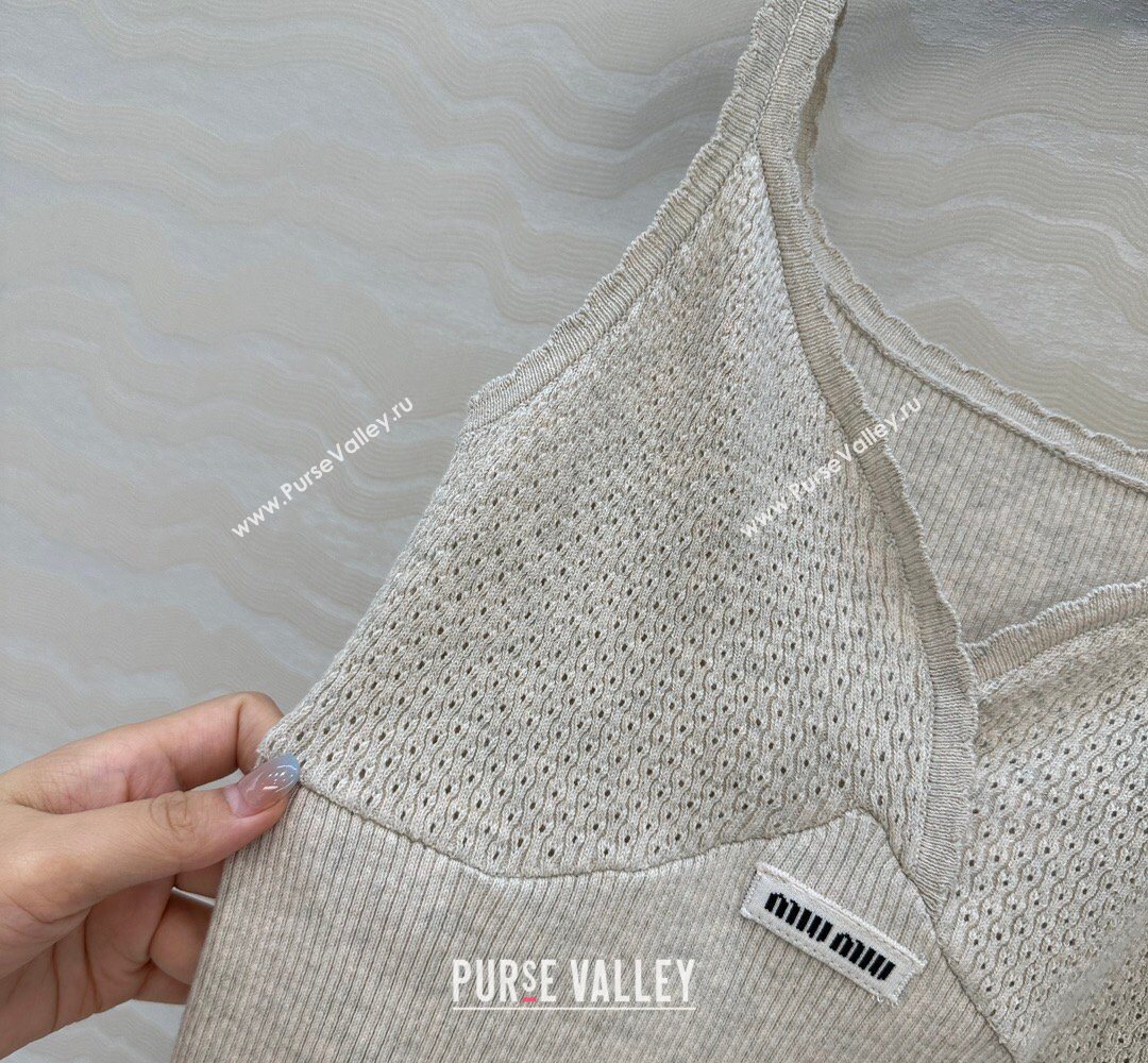 Miu Miu Cotton Knit Long Vest Grey 2026 MM031007 (QI-260310029)