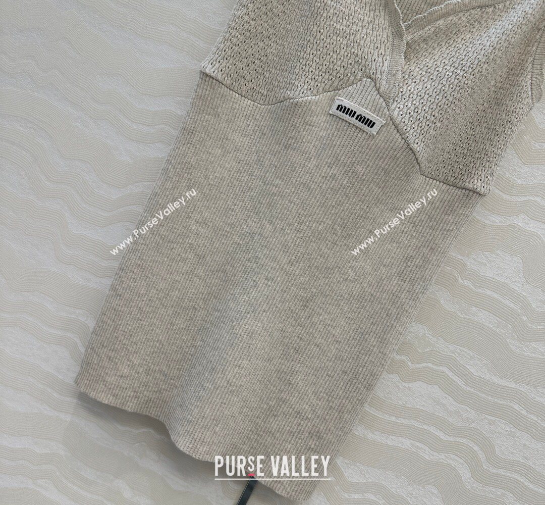 Miu Miu Cotton Knit Long Vest Grey 2026 MM031007 (QI-260310029)