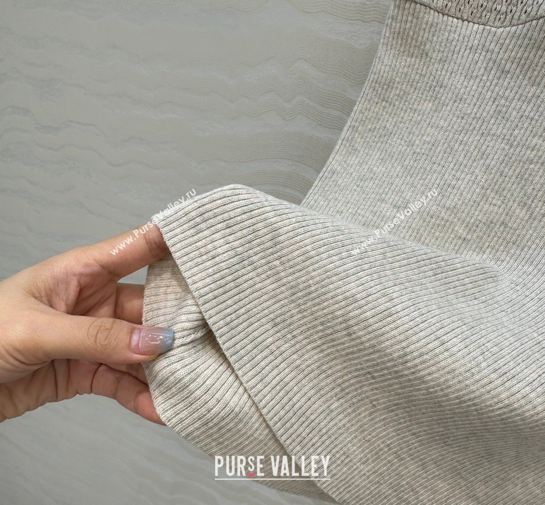 Miu Miu Cotton Knit Long Vest Grey 2026 MM031007 (QI-260310029)