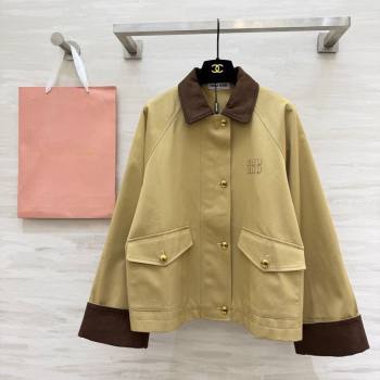 Miu Miu Fabric and Suede Jacket Khaki 2026 MM031004 (QI-260310019)