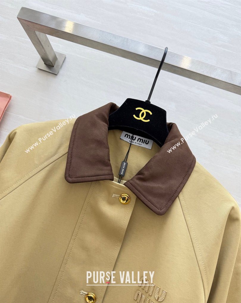 Miu Miu Fabric and Suede Jacket Khaki 2026 MM031004 (QI-260310019)