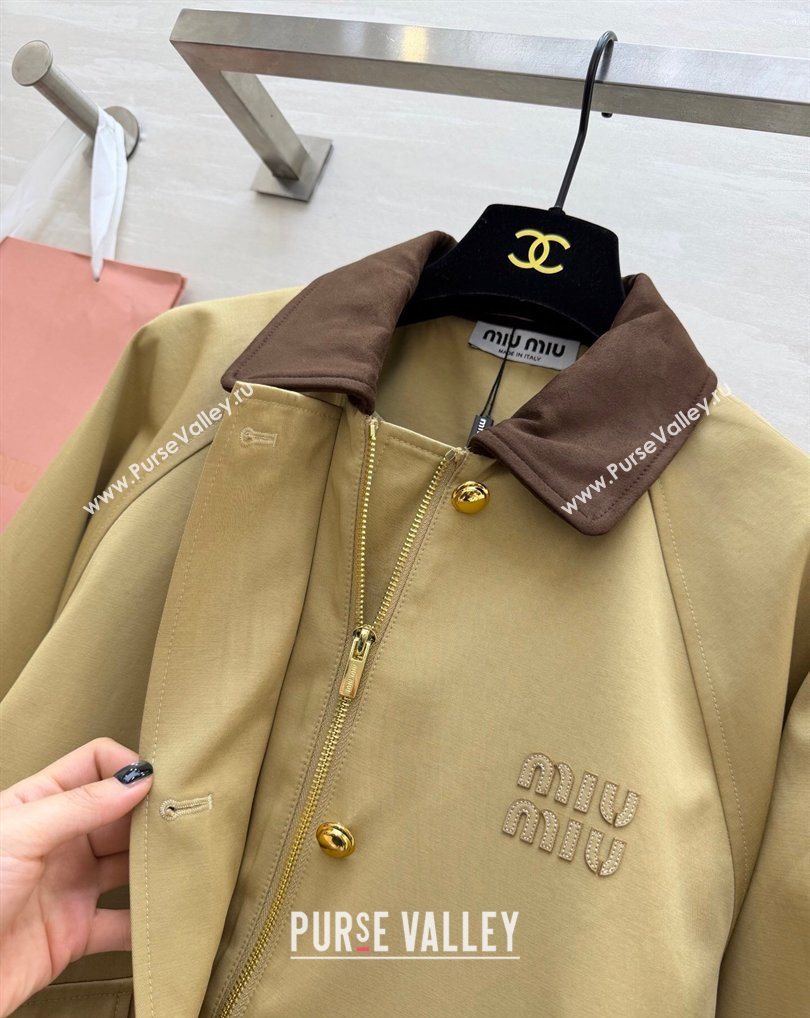 Miu Miu Fabric and Suede Jacket Khaki 2026 MM031004 (QI-260310019)