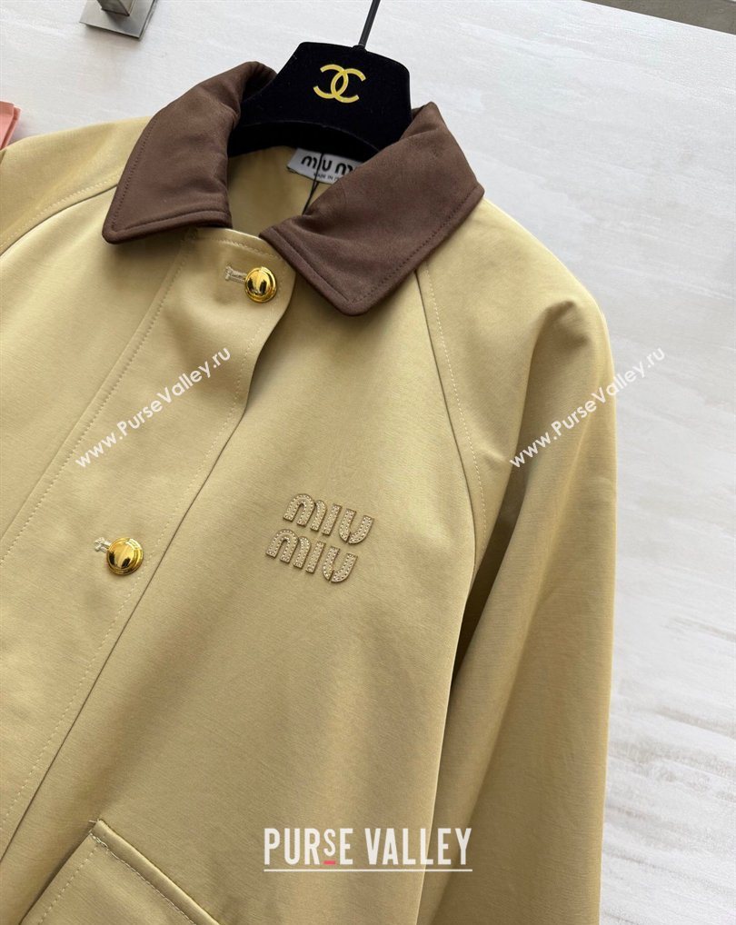 Miu Miu Fabric and Suede Jacket Khaki 2026 MM031004 (QI-260310019)