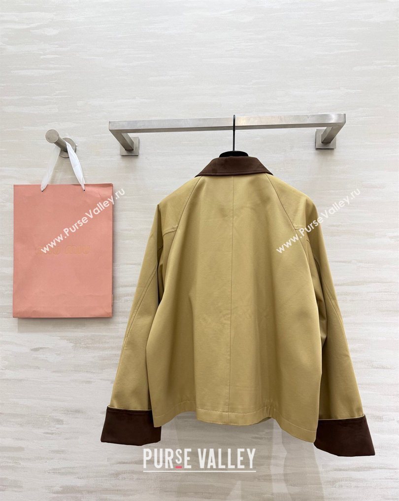 Miu Miu Fabric and Suede Jacket Khaki 2026 MM031004 (QI-260310019)