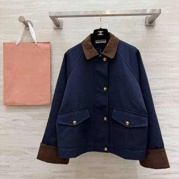 Miu Miu Fabric and Suede Jacket Dark Blue 2026 MM031004 (QI-260310020)