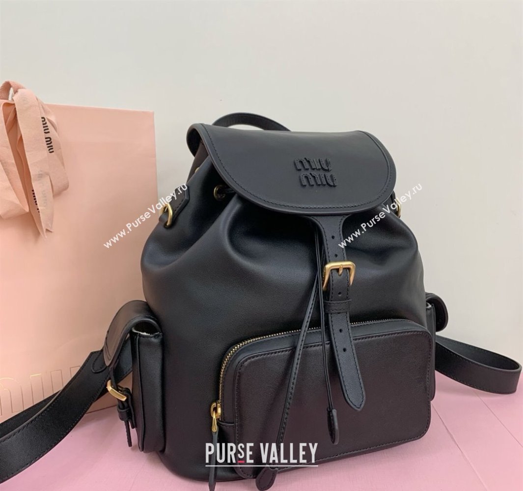 Miu Miu Calf leather backpack bag Black 2025 5BZ042 (LKF-250520086)