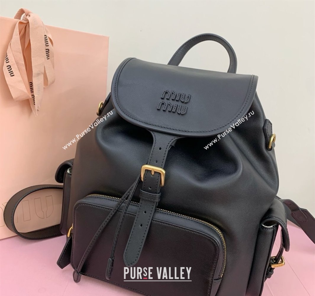Miu Miu Calf leather backpack bag Black 2025 5BZ042 (LKF-250520086)
