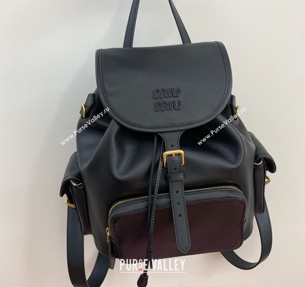 Miu Miu Calf leather backpack bag Black 2025 5BZ042 (LKF-250520086)
