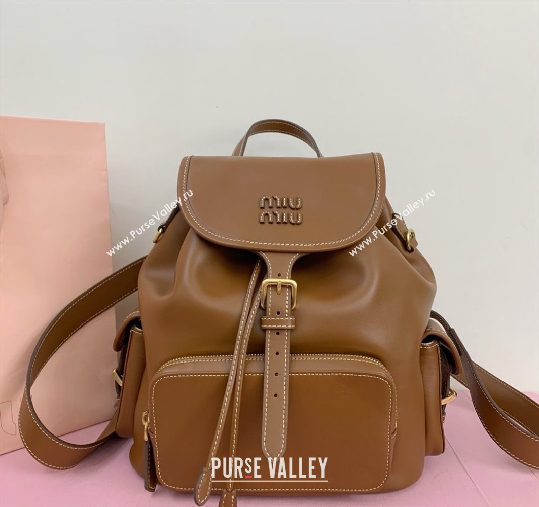 Miu Miu Calf leather backpack bag Brown 2025 5BZ042 (LKF-250520085)