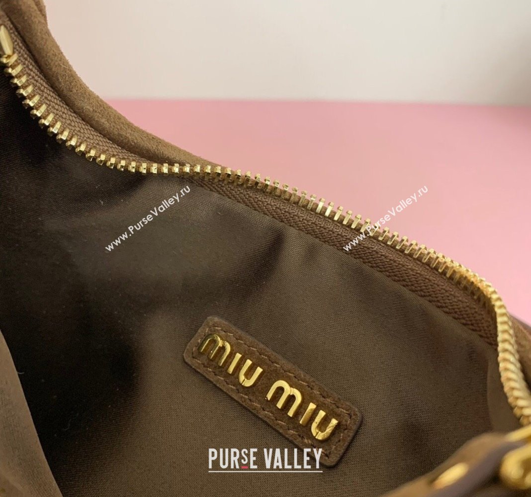 Miu Miu Wander Matelasse Suede Small Hobo bag 5BC125 Brown2 2025 (LKF-250520089)