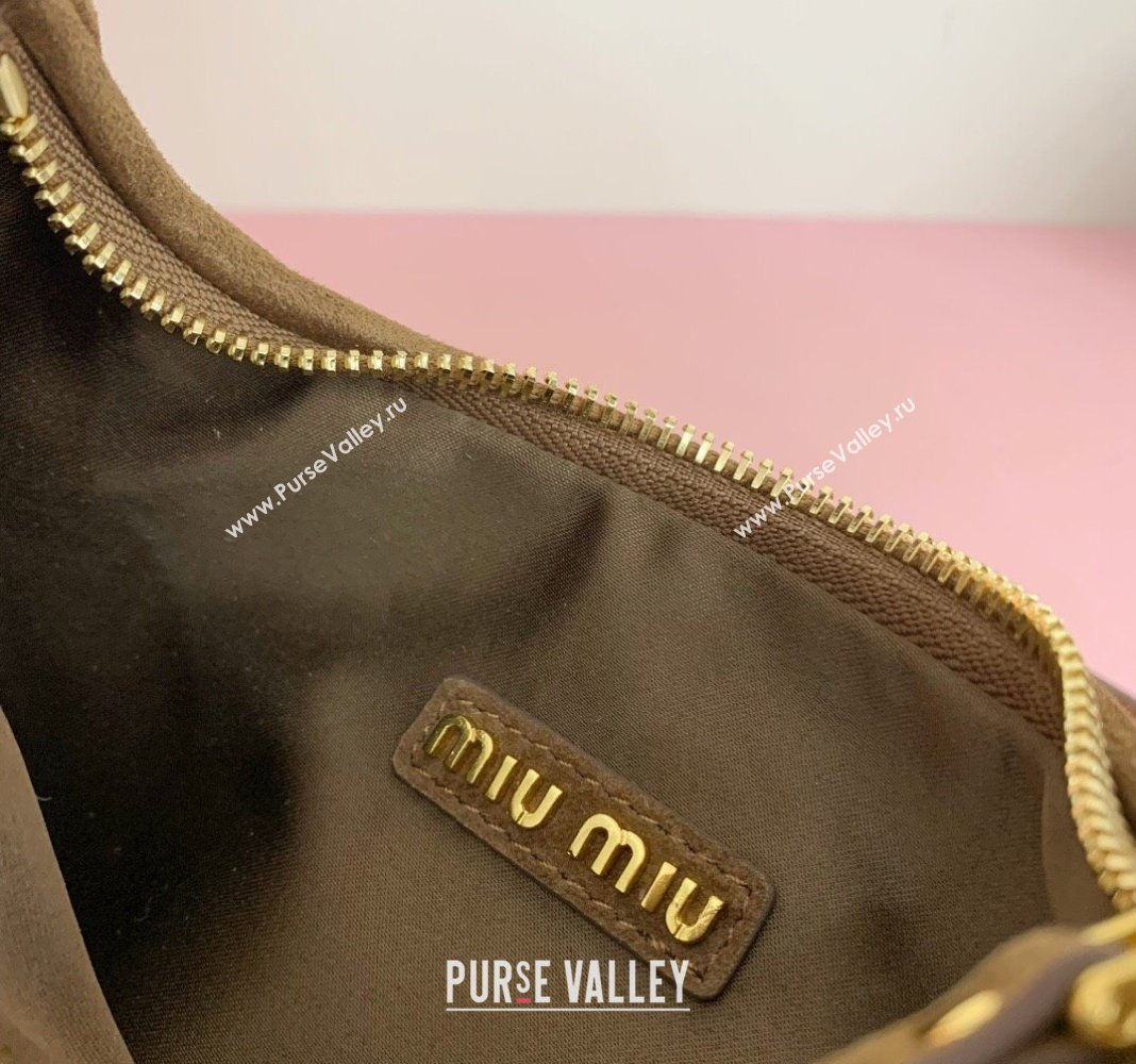 Miu Miu Wander Matelasse Suede Medium Hobo bag 5BC153 Brown2 2025 (LKF-250520093)
