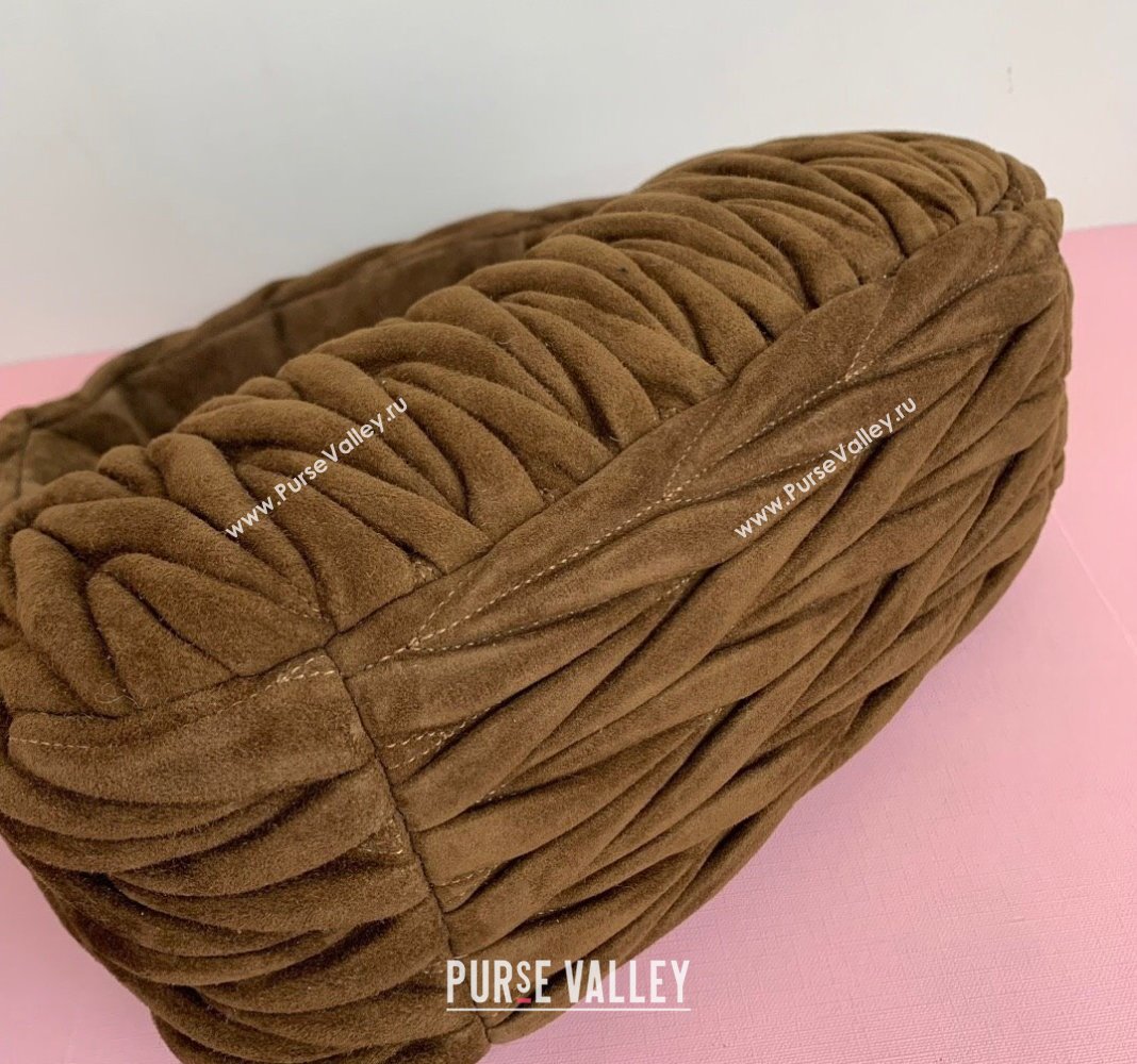 Miu Miu Wander Matelasse Suede Medium Hobo bag 5BC153 Brown2 2025 (LKF-250520093)